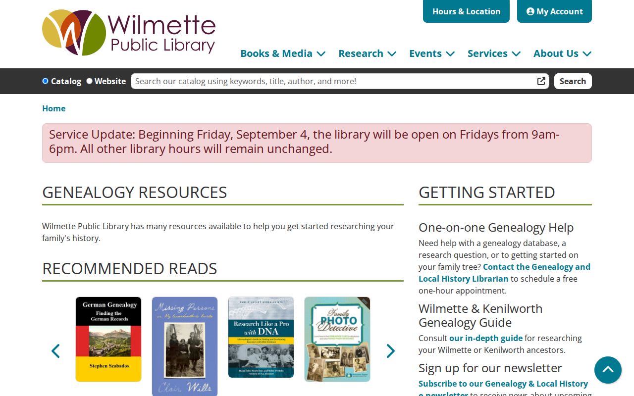 Wilmette Public Library genealogy resources for city directory research