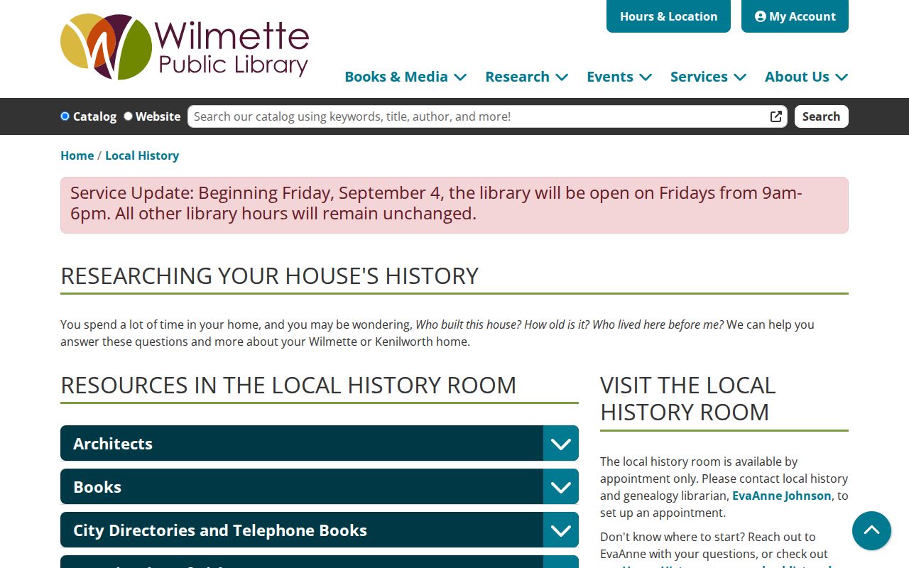 Wilmette previous residents house history resources