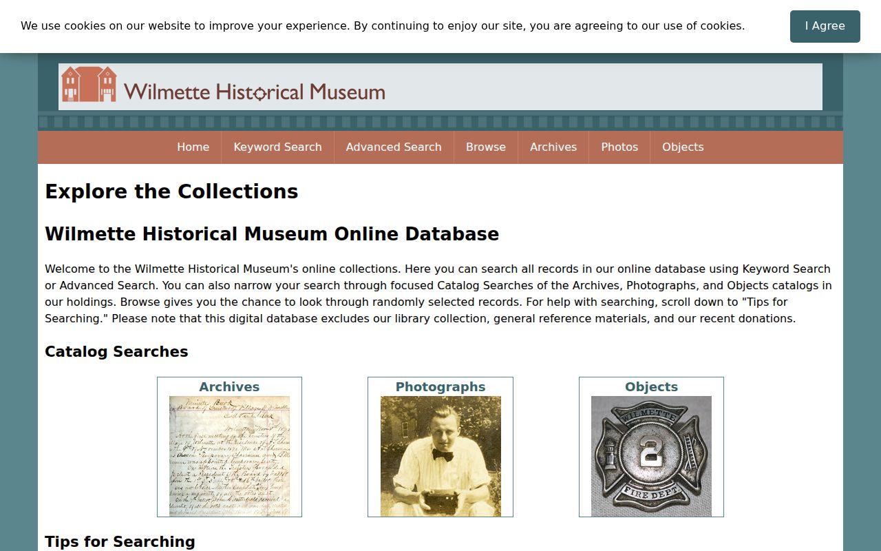 Wilmette previous residents museum catalog search