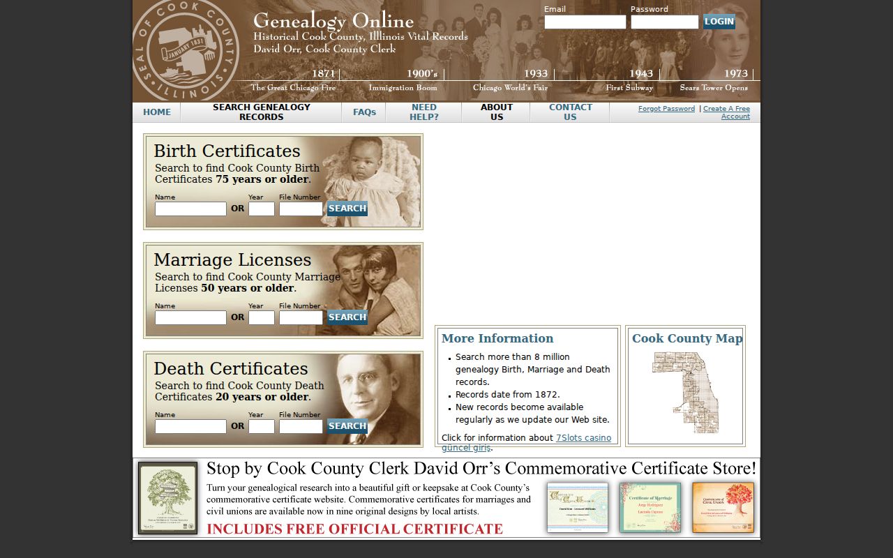 Wilmette resident lookup in the Cook County genealogy search